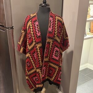 Anthropology Crochet Patchwork Sweater Wrap